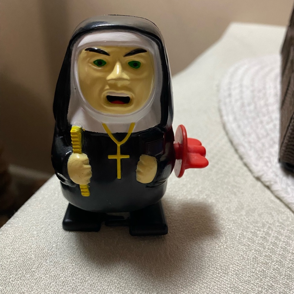 1997 Nunzilla Wind-Up Nun Toy with Black and White Outfit